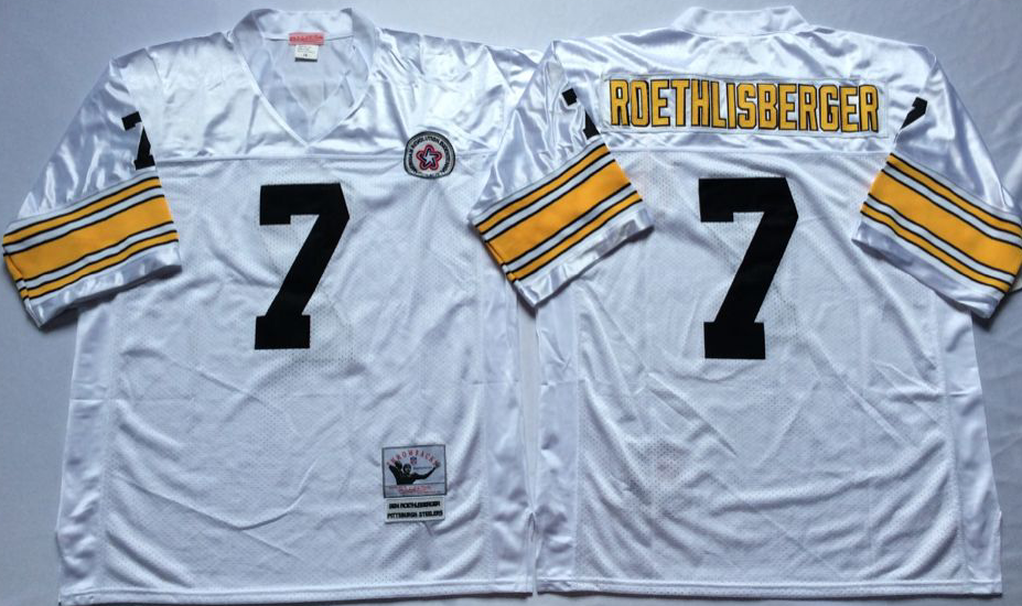 Men NFL Pittsburgh Steelers 7 Roethlisberger white Mitchell Ness jerseys